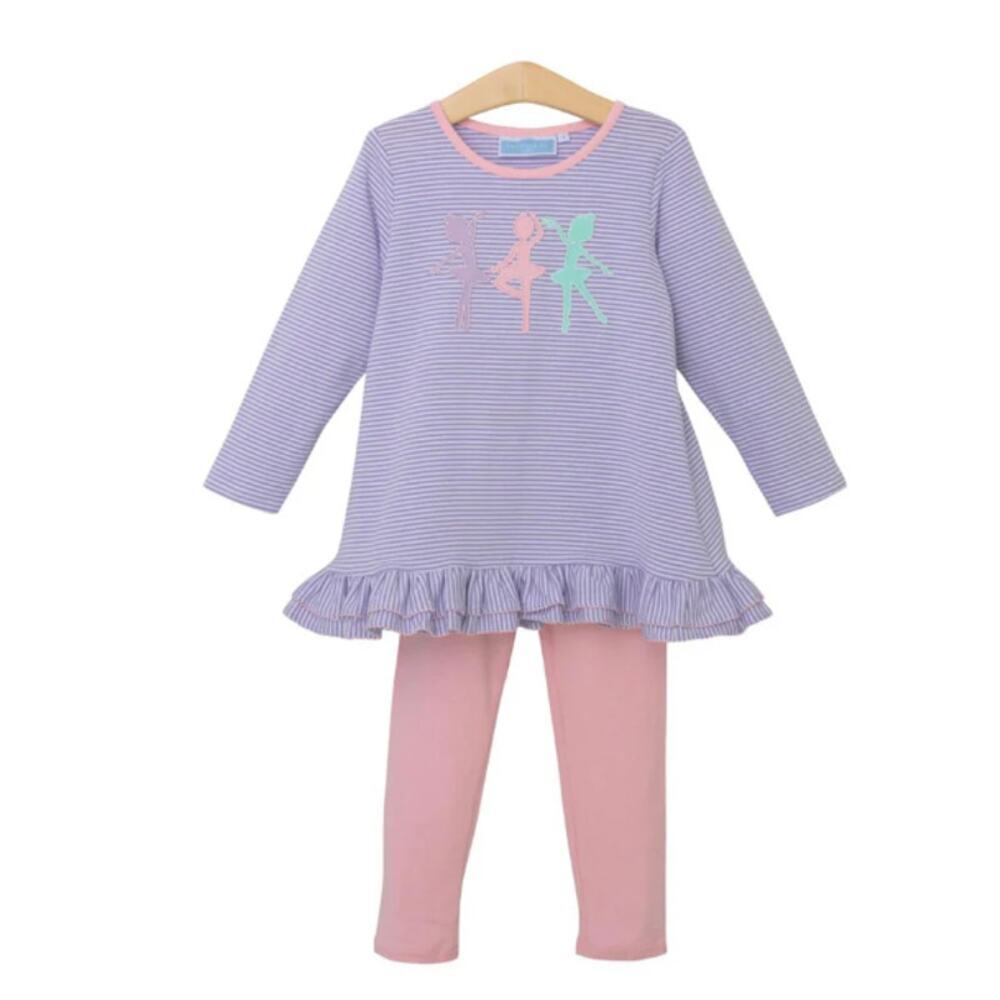 Trotter Street Kids Girl Blue & Pink Ballerina Ruffle Pants Set Size 24 M